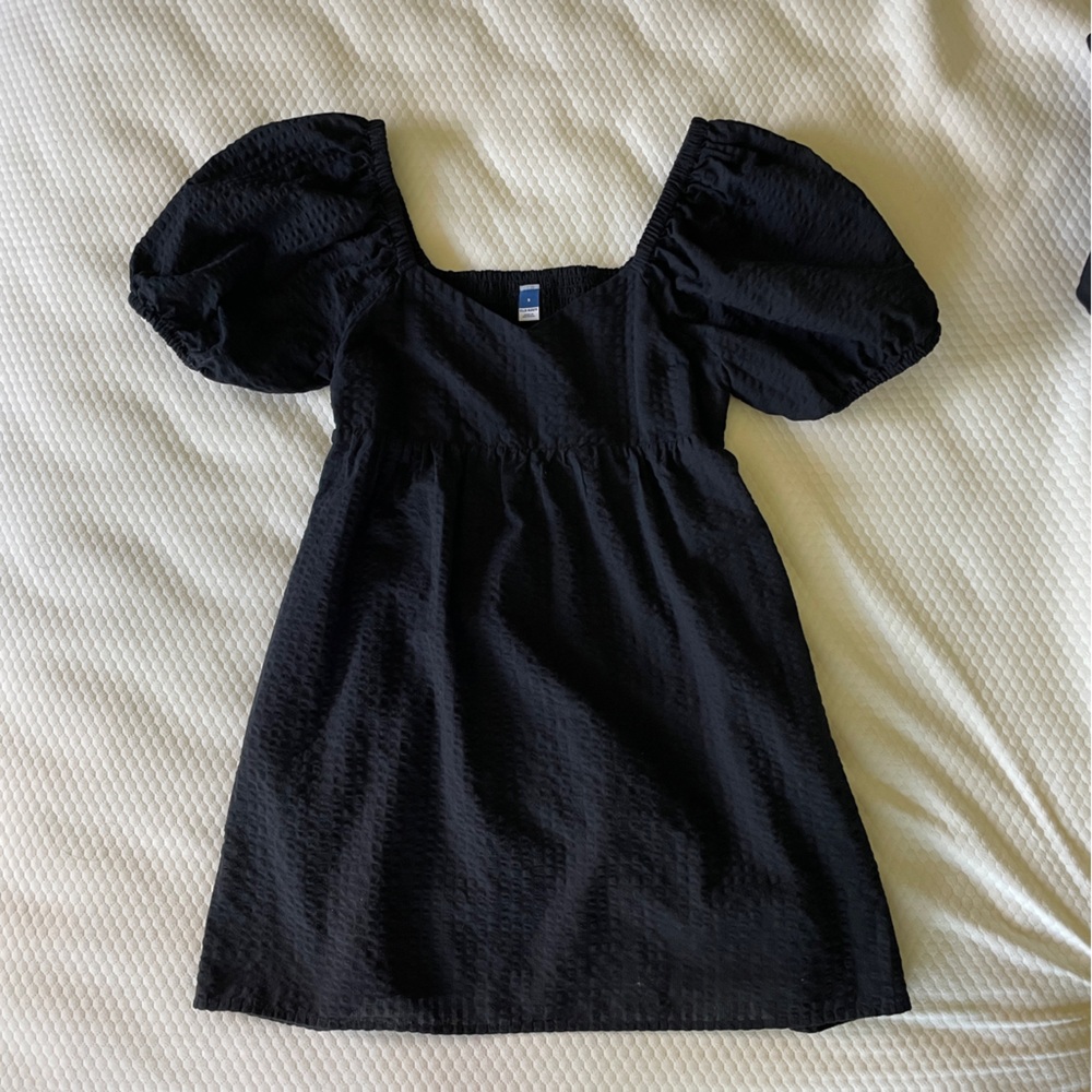 Old Navy Women's Puff Sleeve Babydoll Dress, Black, Size S